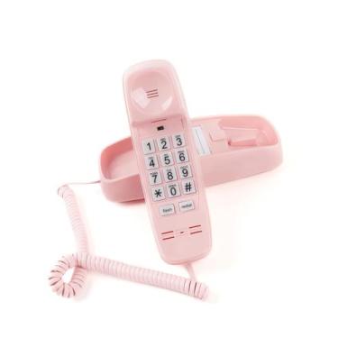 Imagem de Telefone de parede com fio MCHEETA, botões grandes, volume alto, rosa