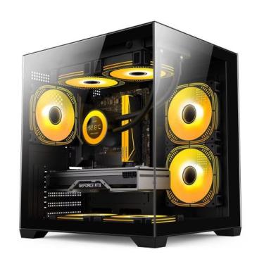Imagem de Gabinete Computador Gamer 3 Fans RGB Inclusas Micro ATX ITX Alto Fluxo