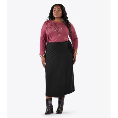 Imagem de Saia Midi Transpassada Plus Size Secret Glam Preto