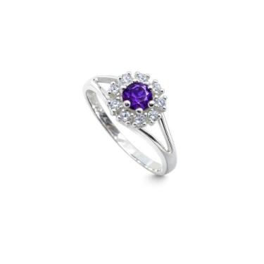 Imagem de Anel Formatura Feminino Prata 925 - Maça de Prata Joias, Roxo, 16
