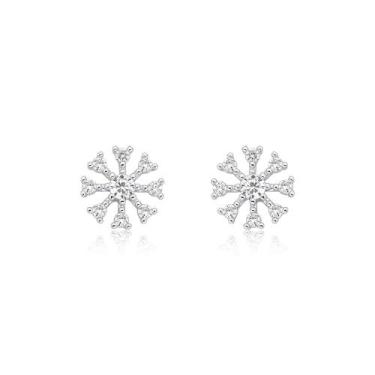 Imagem de Brinco Semijoia Flor Cravejada - Rei das joias, Cristal, UN