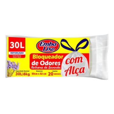 Imagem de Saco De Lixo 30l Elimina Odores Lavanda Com Alça Embalixo 20  Kit 4un
