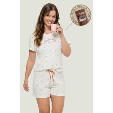 Imagem de Pijama Manga Curta Chocolate Off White Bela Notte 10011785, Off white,