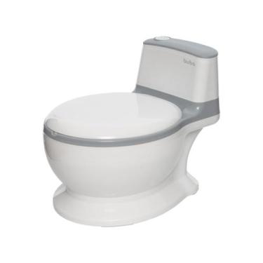 Imagem de Vaso Sanitário Penico Troninho Infantil com Som Buba, Branco e Cinza