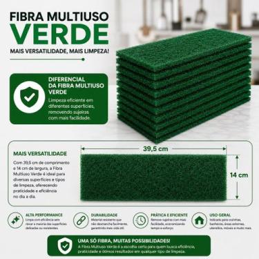 Imagem de 10 Unidades Fibra Limpeza Uso Geral Verde 39,5x14cm SuperPro Bettanin 