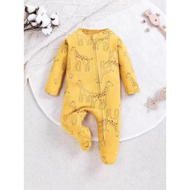 Imagem de Pijamas De Algodão Branco Unissex Para Bebês Recém-Nascidos Com Zíper 