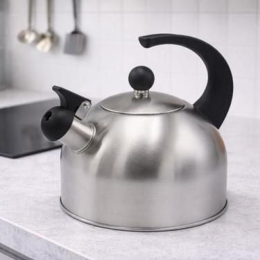 Imagem de Chaleira Silver Aço Inox Apito 2,5 Litros Indução A5 Retro Porco Fogão