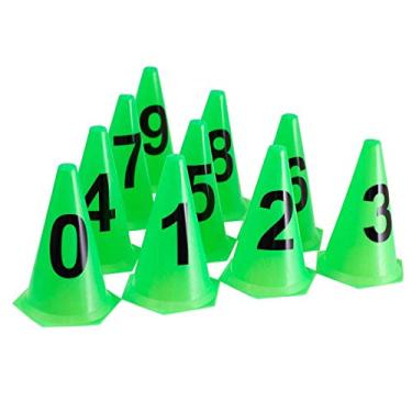 Imagem de AX Esportes Kit 10 Cones Numerados Treinamento, Limão, 24cm