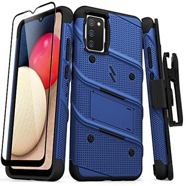 Imagem de ZIZO Capa Bolt Series para Galaxy A02s com protetor de tela, suporte e coldre - Azul e Preto