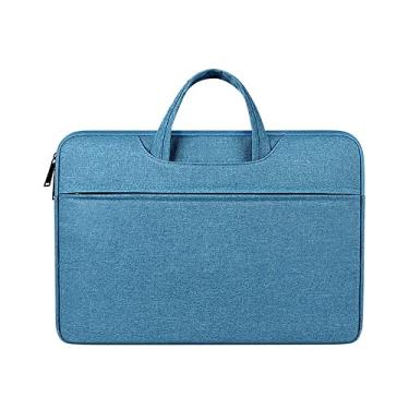 Imagem de Bolsa de transporte para notebook, serve para notebook e tablet de 15,6 polegadas, design elegante, tecido durável e impermeável fino azul