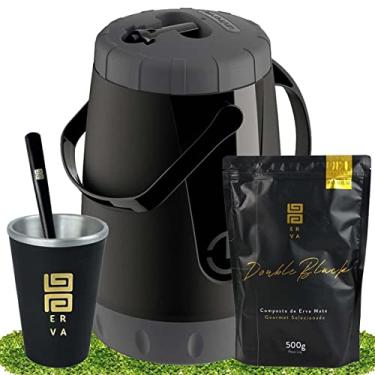 Imagem de Kit Tereré Black Erva Garrafa 2,5L Cuia E Erva Double Black