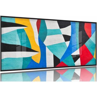 Imagem de Quadro Decorativo Abstrato Formas Geometricas 130x60 Moldura Preta 2x2