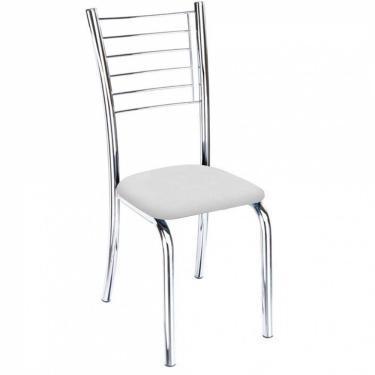 Imagem de Cadeira Lara Cromada Para Cozinha Corino Branco