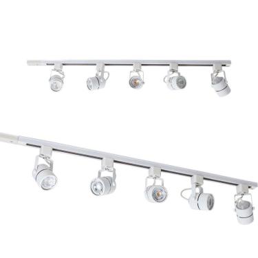 Imagem de Trilho Eletrificado Branco 1m + 5 Spot + 5 LED Dicroica Mr16 3000K St2070