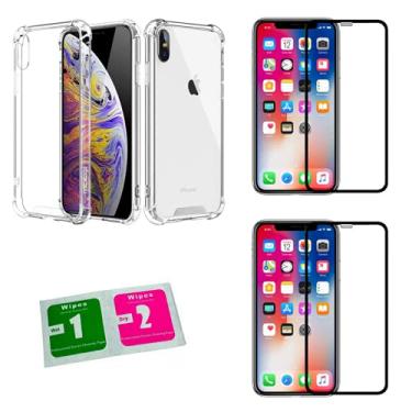 Imagem de Kit Capinha Antiqueda + 2X Película Vidro 9D Compatível iPhone XS 5.8"