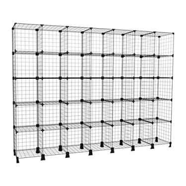 Imagem de Estante Aramada para Estoque 35 Nichos Prateleira Organizadora Arara de Roupas Multiuso Suporta 175kg Preto