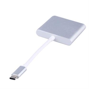Imagem de Adaptador tipo C para cabo, adaptador USB C 3 em 1, monitores LCD, notebooks, HDTV, tablets, PCs, telefones celulares para conectar TV projetor