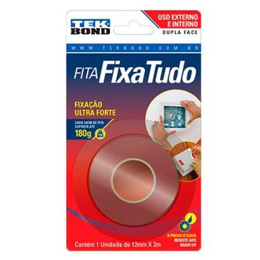 Imagem de Fita Fixa Tudo Dupla Face para Uso Interno e Externo 12mm x 2m-TEKBOND-FIXATUDO-12X2