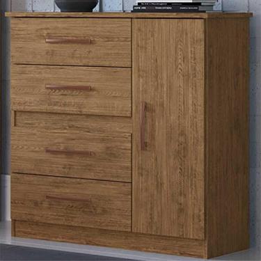 Imagem de Cômoda 4 Gavetas 1 Porta Luíza Multimóveis Cr4157 Nogueira