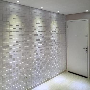 Imagem de Kit com 10 Placas 3D Revestimento de Parede Pixel Branca 50x50cm 2,5m²