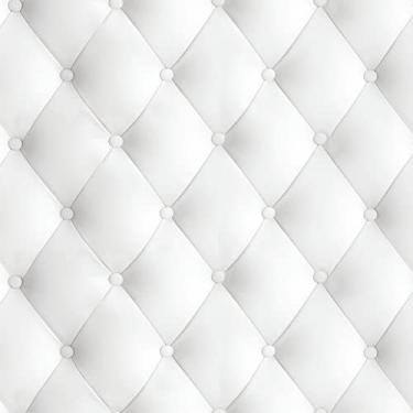 Imagem de Papel De Parede Adesivo 3d Couro Capitonê Branco Rolo 3m