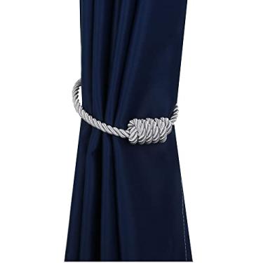 Imagem de 1 peça cortina magnética tieback bola pendurada clipe de retenção janela cortina fivela corda tie backs suporte cortinas acessório, prata, 4 peças