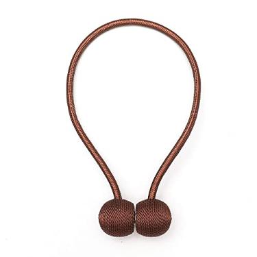 Imagem de Cinta de cortina de fivela magnética de cortina de cor sólida Cinta de fivela magnética de contas redondas Cinta de fivela magnética sem perfuração sem instalação sem instalação Cinta de cortina tiebacks, T16,2 PCS