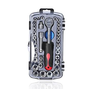 Imagem de Tingpai Conjunto de soquetes 40 PCS Conjunto de fer mentas práticas pa motocicletas, bicicletas e reparos automáticos Fer mentas de ha ware doméstico Conjunto de fer mentas de combinação de chave