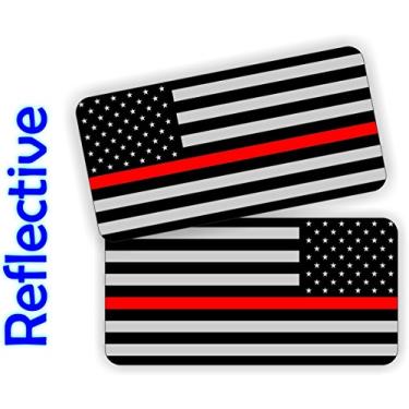 Imagem de Par – Refletor Fino Linha Vermelha Bombeiro Bandeira Americana Adesivos de Chapéu Rígido | Decalques de Operações Pretas dos EUA | Etiquetas de Sobrevivência de Equipamento Tático | Bandeiras Paramédicas EMT de Resgate de Fogo | Capacete Patriótico Old Glory