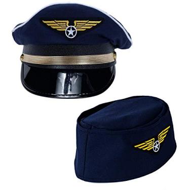 Imagem de Tigerdoe Pilot Hat - 2 Pack - Captain Pilot Hat - Pilot and Flight Attendant Costume - Couples Costumes