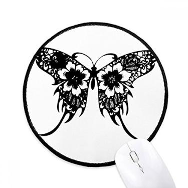Imagem de DIYthinker Borboleta estilo chinês com asas florais mousepad desktop escritório tapete redondo para computador