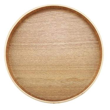 Imagem de Bandeja de mesa redonda de madeira de madeira para conjunto de chá, frutas, doces, decoração de casa, mesa de café, sala de estar (24 cm)