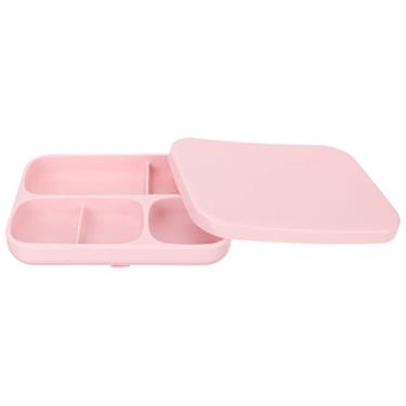 Imagem de Zerodeko Placa de compartimento com tampa prato de lanche placa de sucção para criança bandeja de comida talheres pratos de comida infantil pratos infantis quadrado otário bebê