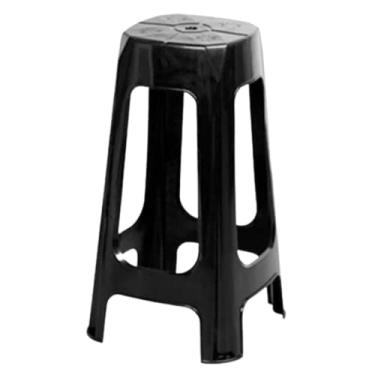 Imagem de Banqueta Plástica Alta Para Balcão Cozinha Área De Lazer Preto (Preto)