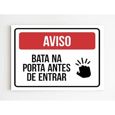 Imagem de Kit 3 Placas de sinalização bata na porta antes de entrar