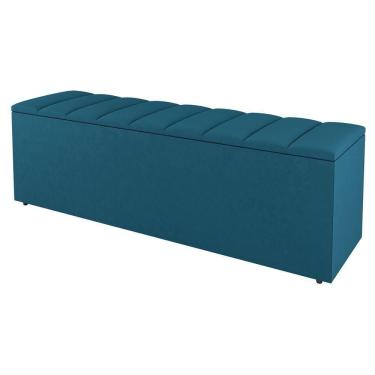 Imagem de Calçadeira Baú Casal Cora 140Cm Suede Turquesa - Desk Design