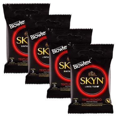 Imagem de Kit 4 Pacotes Preservativo SKYN Texturizado C/ 3 Unidades Cada