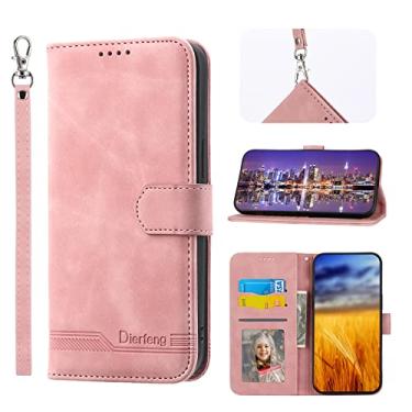 Imagem de Para Samsung Galaxy A53 A 53 A5 3 Samsung A53 carteira capa de celular aba premium carteira de couro PU alça de pulso com bolso para cartão de crédito (rosa, para Galaxy A53)