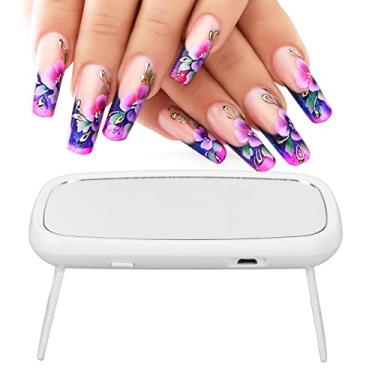 Imagem de Lâmpada de prego pequena, design espelhado, carregamento USB, portátil, mini luz de cura UV LED com suporte dobrável para manicure DIY