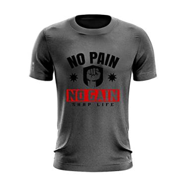 Imagem de Camiseta Shap Life No Pain No Gain Academia Corrida Treino Cor:Chumbo;Tamanho:G