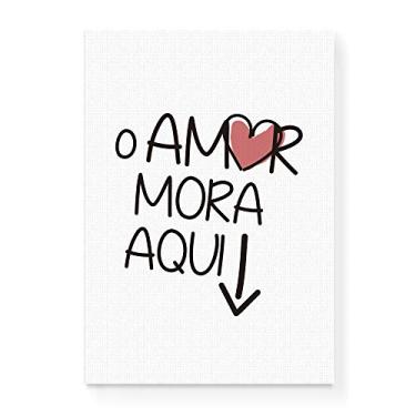 Imagem de Arte Maníacos Quadro Decorativo em Tela Canvas O Amor Mora Aqui - 23x16,25cm