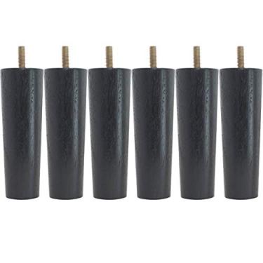 Imagem de Kit 6 Pés Para Cama Box Solteiro Pé Para Moveis 13cm Preto