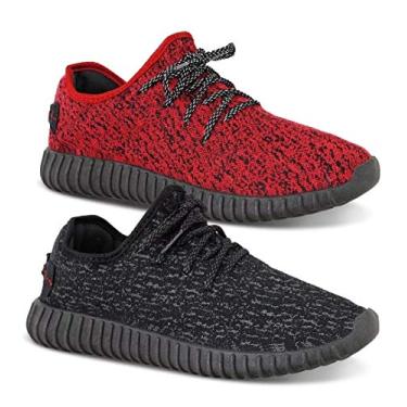 Imagem de QueroShoes Kit 2 Pares Tênis Masculino Caminhada Vermelho Tamanho 41