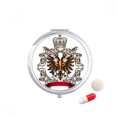Imagem de Porta-comprimidos com emblema de águia de duas cabeças, bolso para remédios