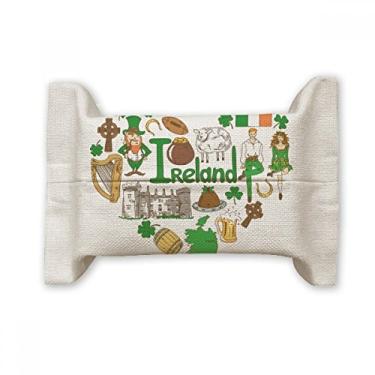 Imagem de Bolsa de linho de algodão com bandeira nacional da Irlanda Love Heart Landscap