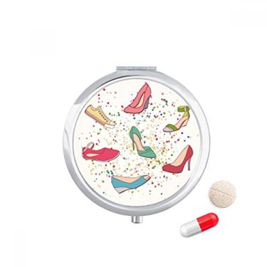 Imagem de Caixa de armazenamento de remédios colorida com desenho de sapatos de salto alto padrão de sapatos