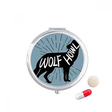 Imagem de Caixa de armazenamento de remédios com desenho de animal de lobo preto