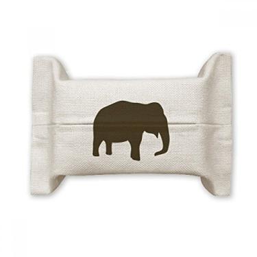 Imagem de Elefante preto fofo animal retrato capa de papel para lenços faciais bolsa de linho de algodão