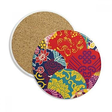 Imagem de Caneca de porta-copos com estampa de nó chinês, estilo japonês, pedra absorvente de proteção de mesa