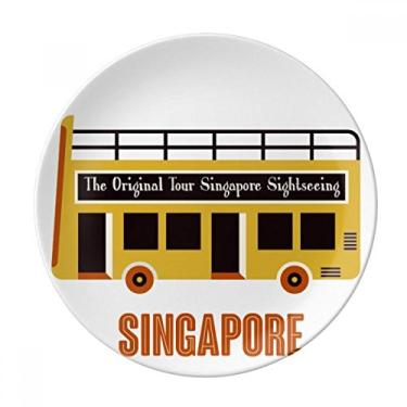 Imagem de Prato de ônibus turístico de Singapura decorativo de porcelana Salver Prato de jantar